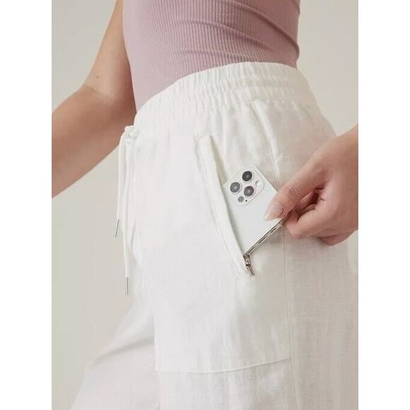 Athleta‎ Retreat Linen Pant NWOT PLUS Sz. 22W Jogger Calla Lilly Ivory Beach - Picture 6 of 6